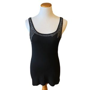 Black Sequined Fashion Sleeveless Blouse Size Medium